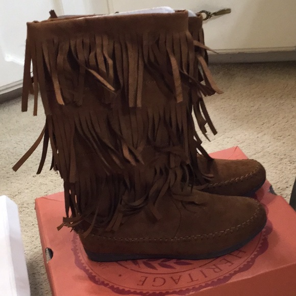 SO Authnic American Hertage Shoes - Tan Fringe Calf Boots